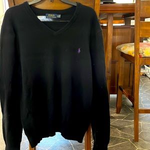 Black polo v neck sweater